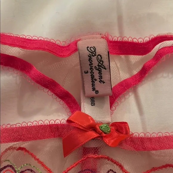 Agent Provocateur Pink and Red Lace Bra - Picture 3 of 6